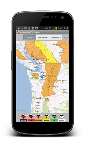 Avalanche Forecasts on Android phone